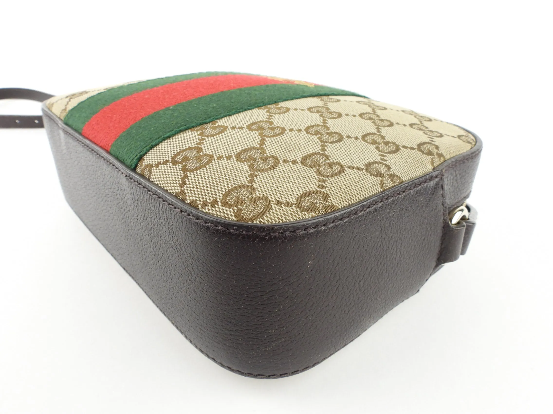 Gucci Beige GG Monogram Canvas Bee Web Camera Bag