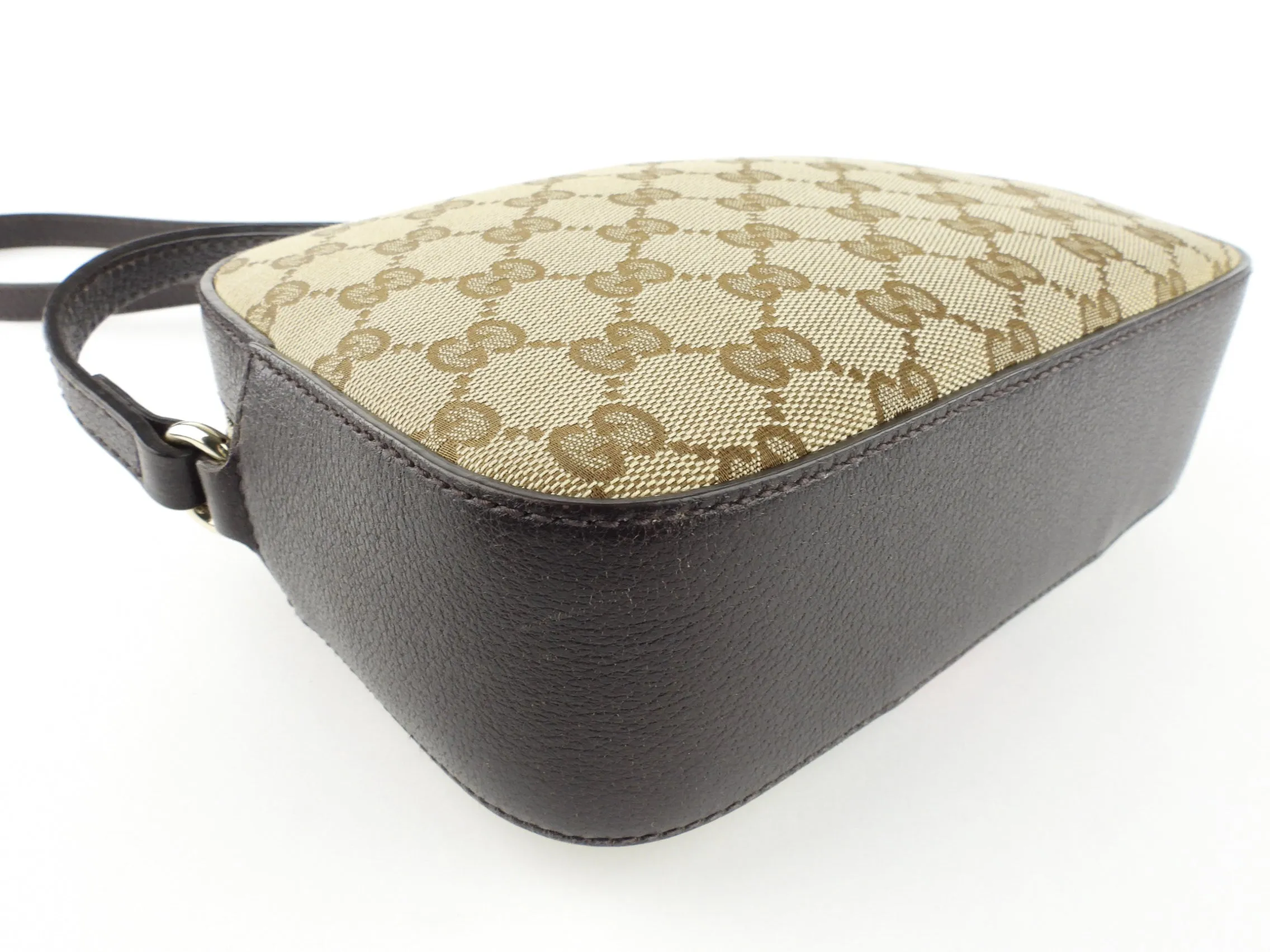 Gucci Beige GG Monogram Canvas Bee Web Camera Bag