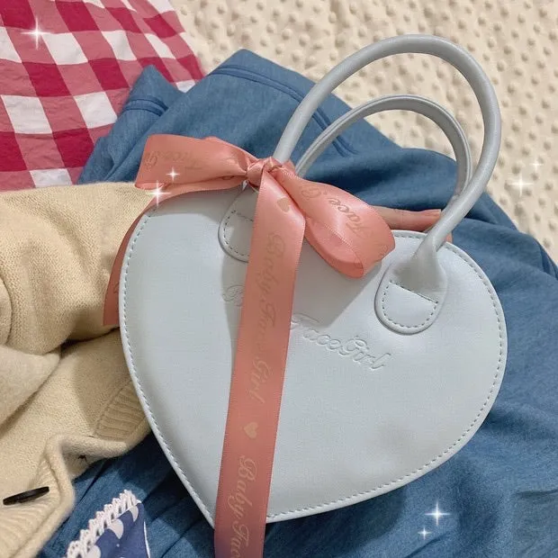 Heart shape ribbon mini handbag crossbody bag