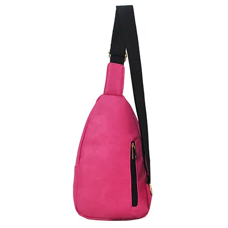 Hot Pink Faux Leather Fashion Sling Bag