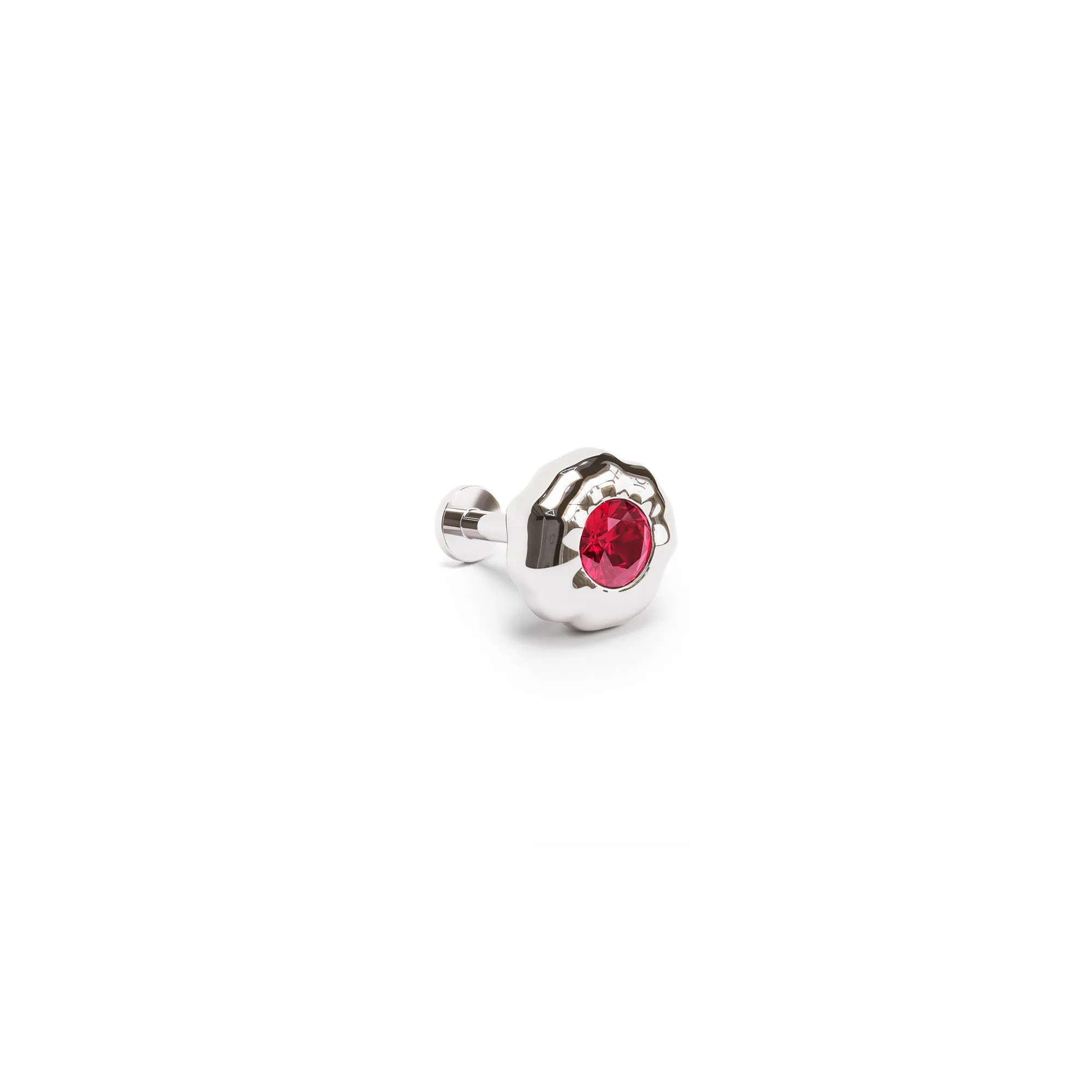 Irregular Round 14K Gold Ruby Stud