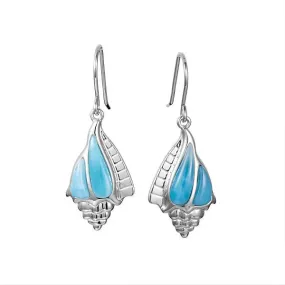 Larimar Conch Shell Earrings