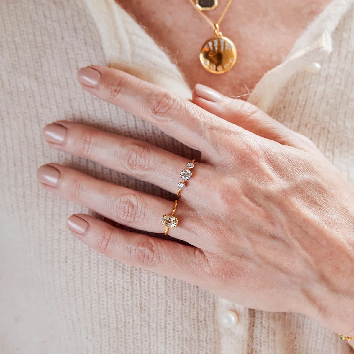 Lucia Green Amethyst Twisted Band Ring