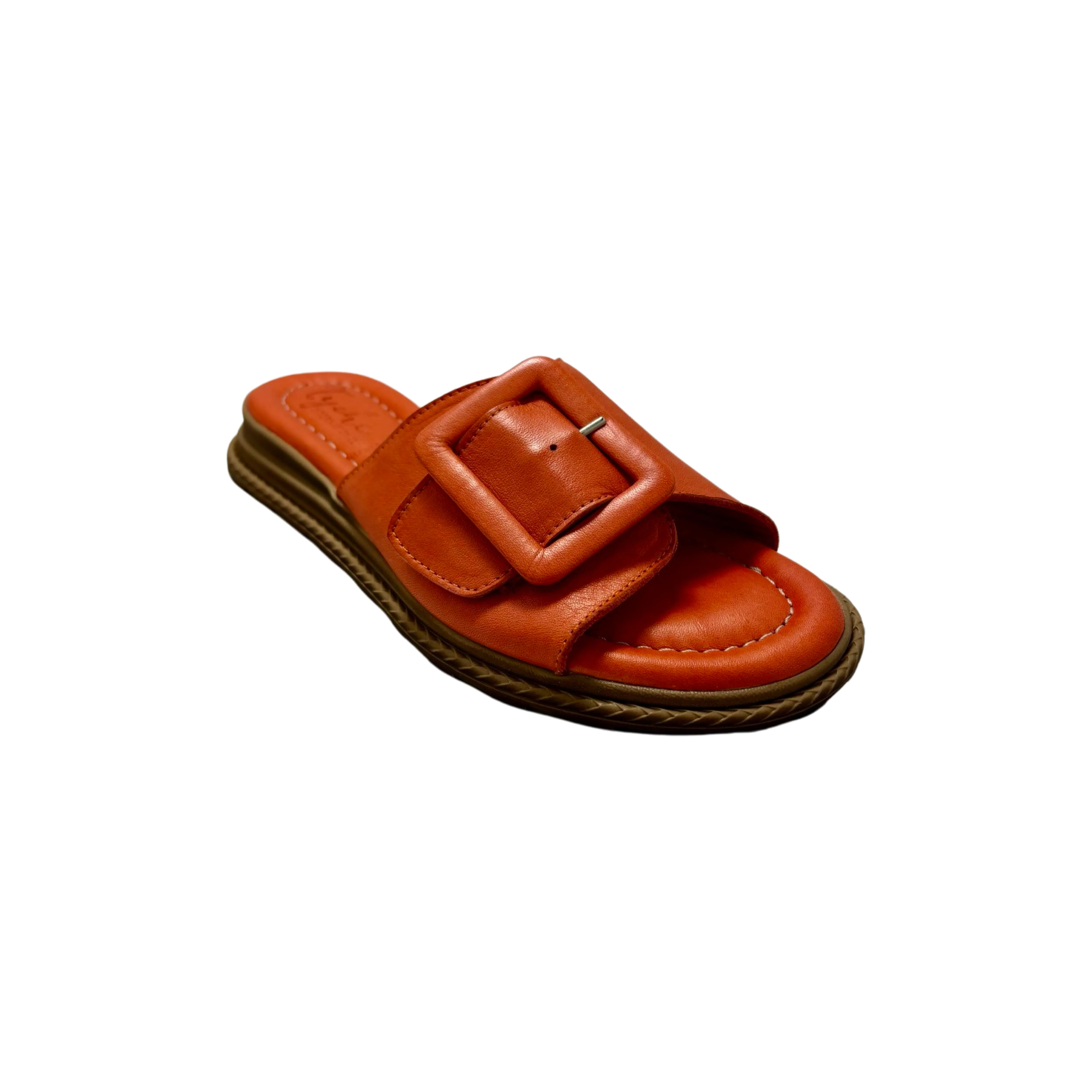 Monroe Orange Leather Slide