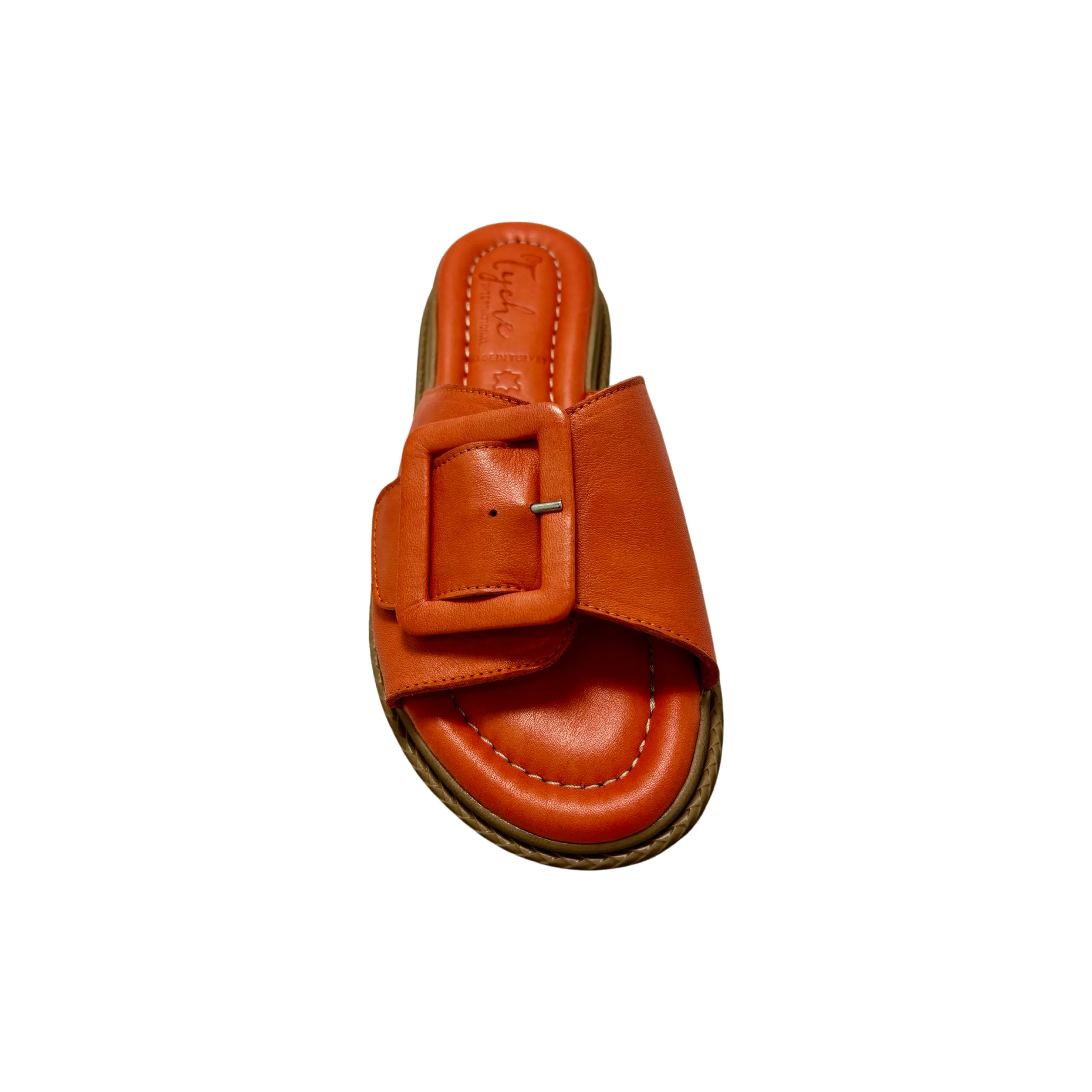 Monroe Orange Leather Slide