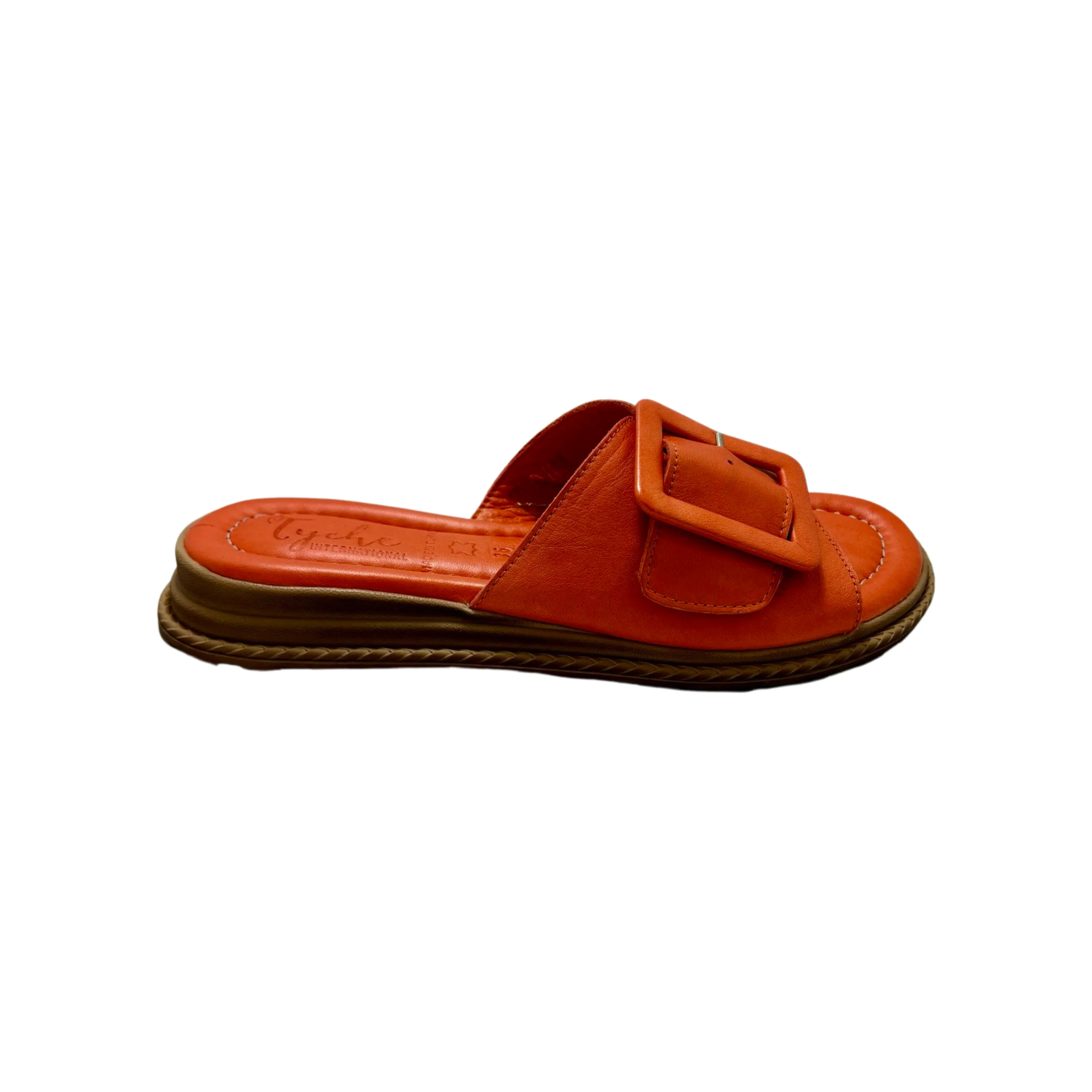 Monroe Orange Leather Slide