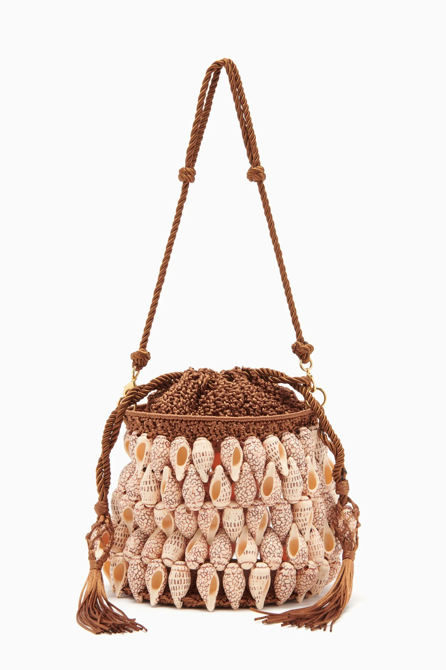 Nadia Seashell Bucket Bag - Pecan Brown