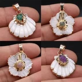 Natural Stone Flower and Shell Shaped Pendants