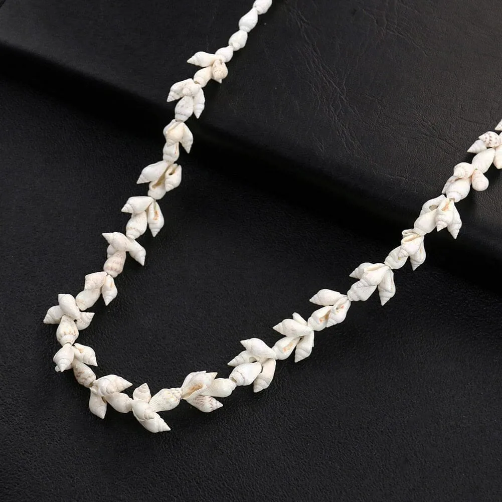 Natural White Conch Puka Shell Beads Necklace