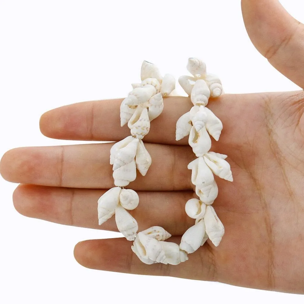 Natural White Conch Puka Shell Beads Necklace