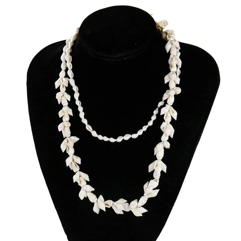 Natural White Conch Puka Shell Beads Necklace