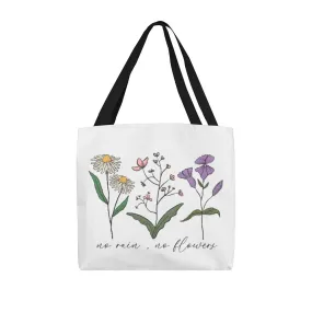 No Rain No Flowers Spring Wildflower Square Classic Tote Bag