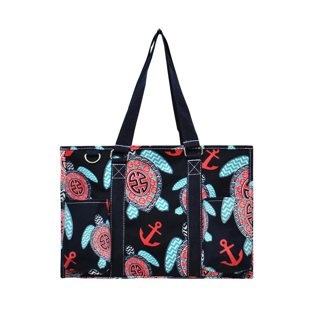 Ocean Sea Turtle Anchor NGIL Zippered Caddy Organizer Tote Bag