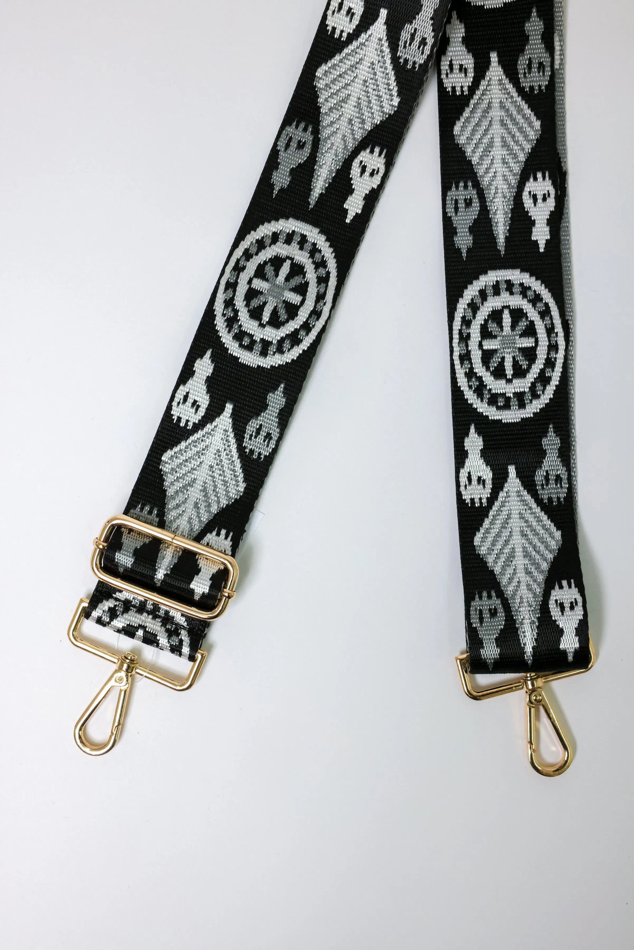 Ornamental White Silver Bag Strap