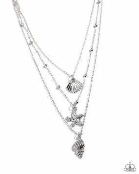 Paparazzi Seashell Sonata Silver Necklace & Earring Set