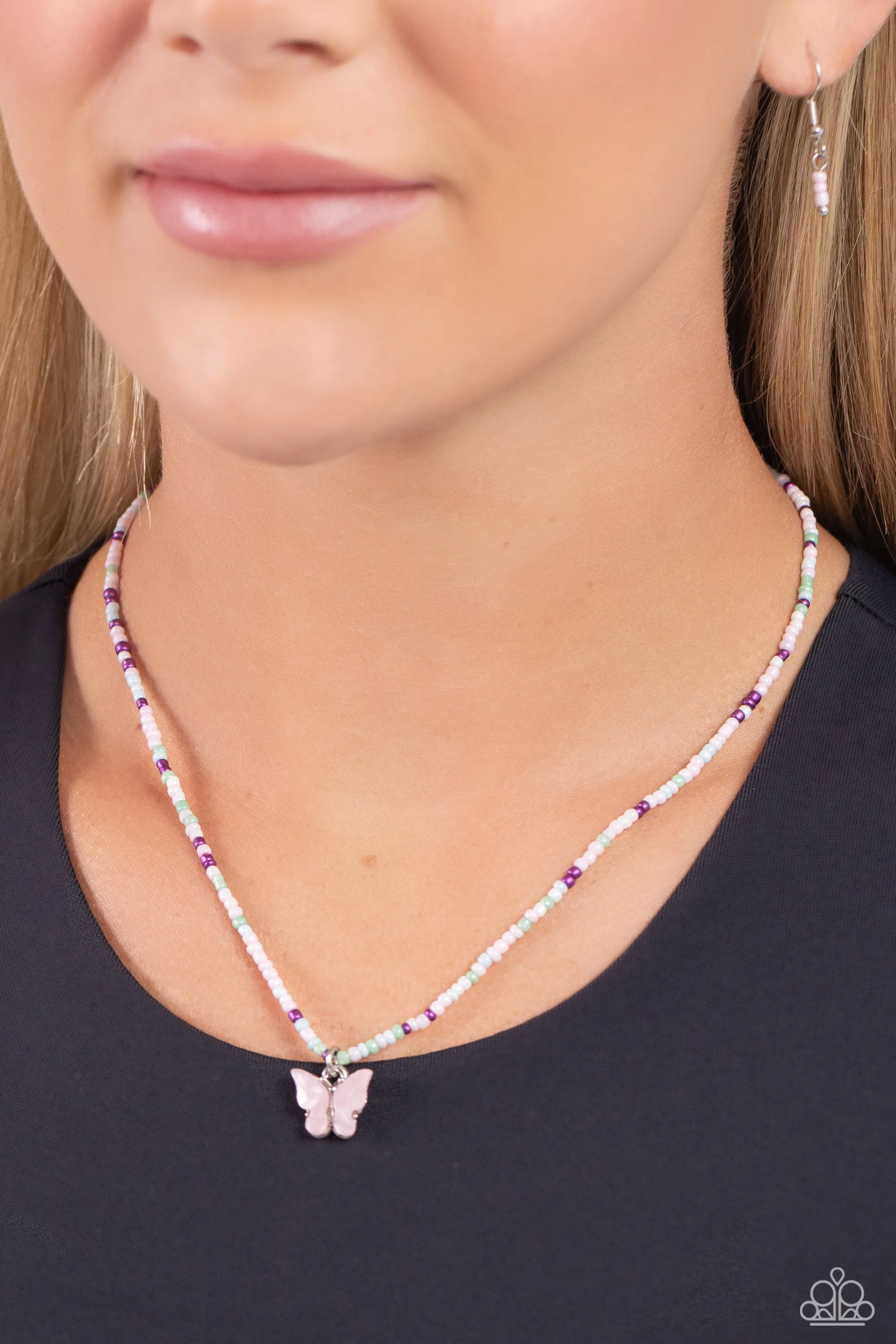 Paparazzi Soaring Shell Pink Necklace & Earring Set