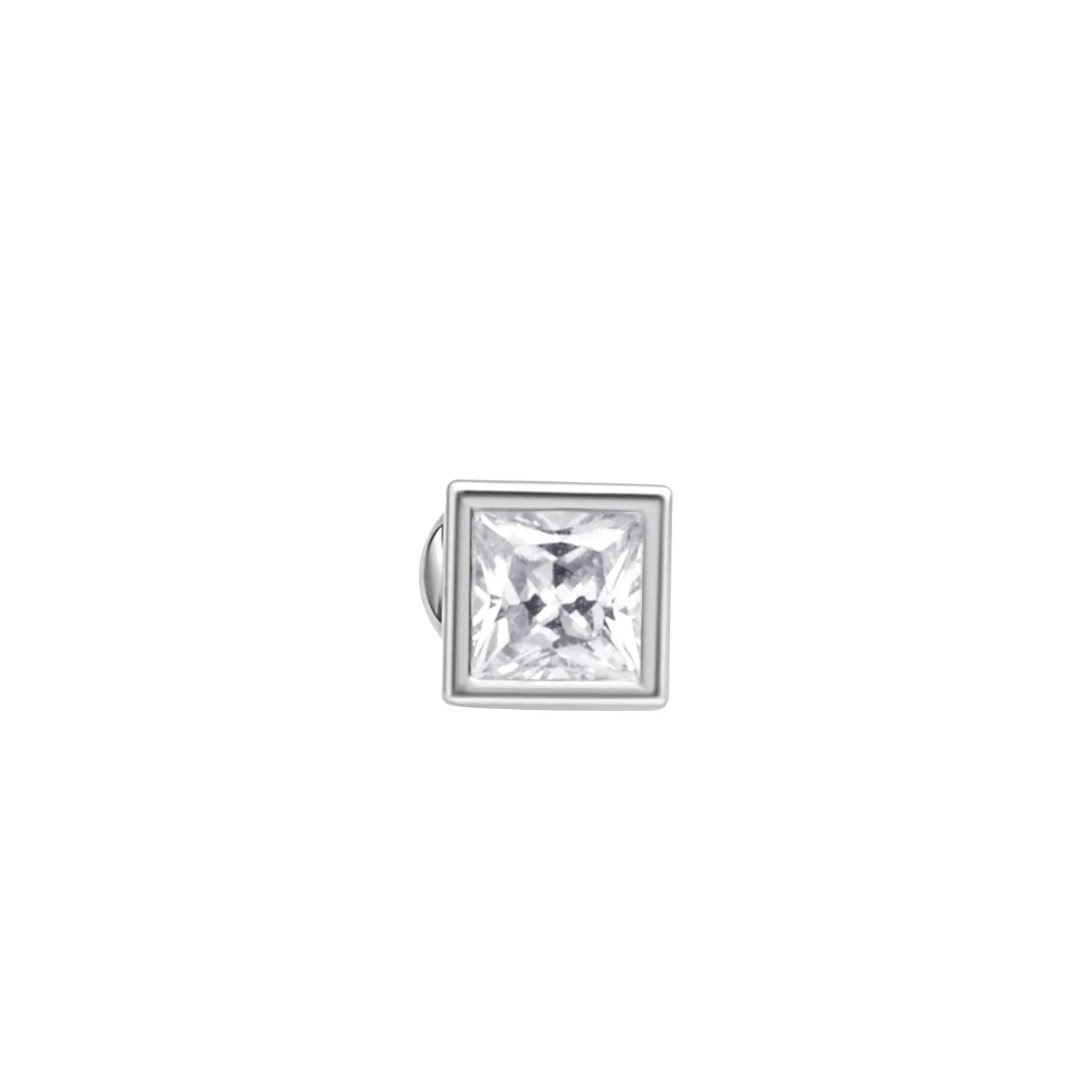 Princess Cut Cubic Zirconia Flat Back Earring in Bezel Set Solid 14k Gold