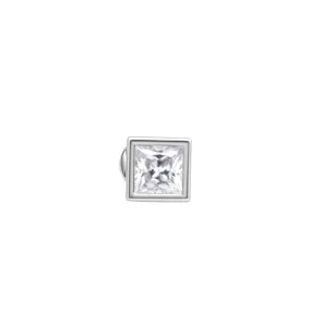 Princess Cut Cubic Zirconia Flat Back Earring in Bezel Set Solid 14k Gold