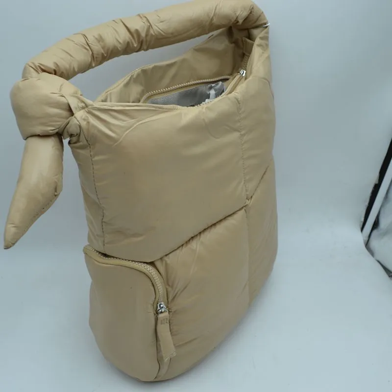 Puffer shoulder bag - taupe