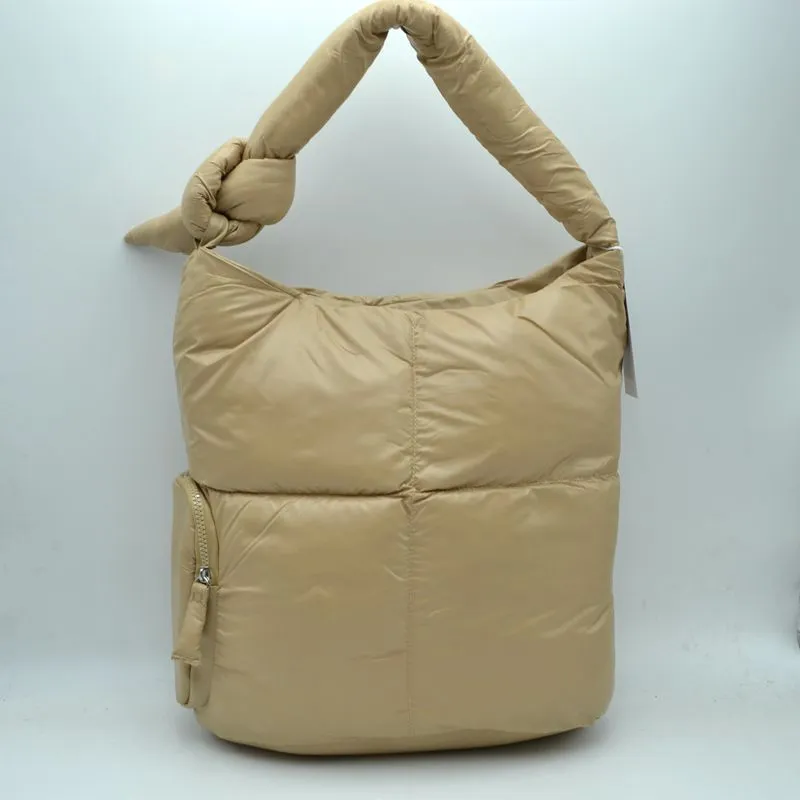 Puffer shoulder bag - taupe