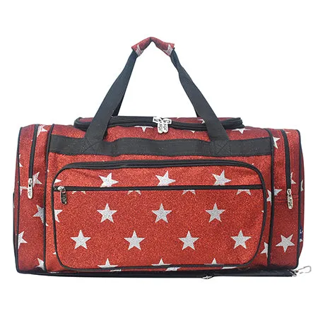 Red Glitter Super Star NGIL Canvas 23 Duffle Bag