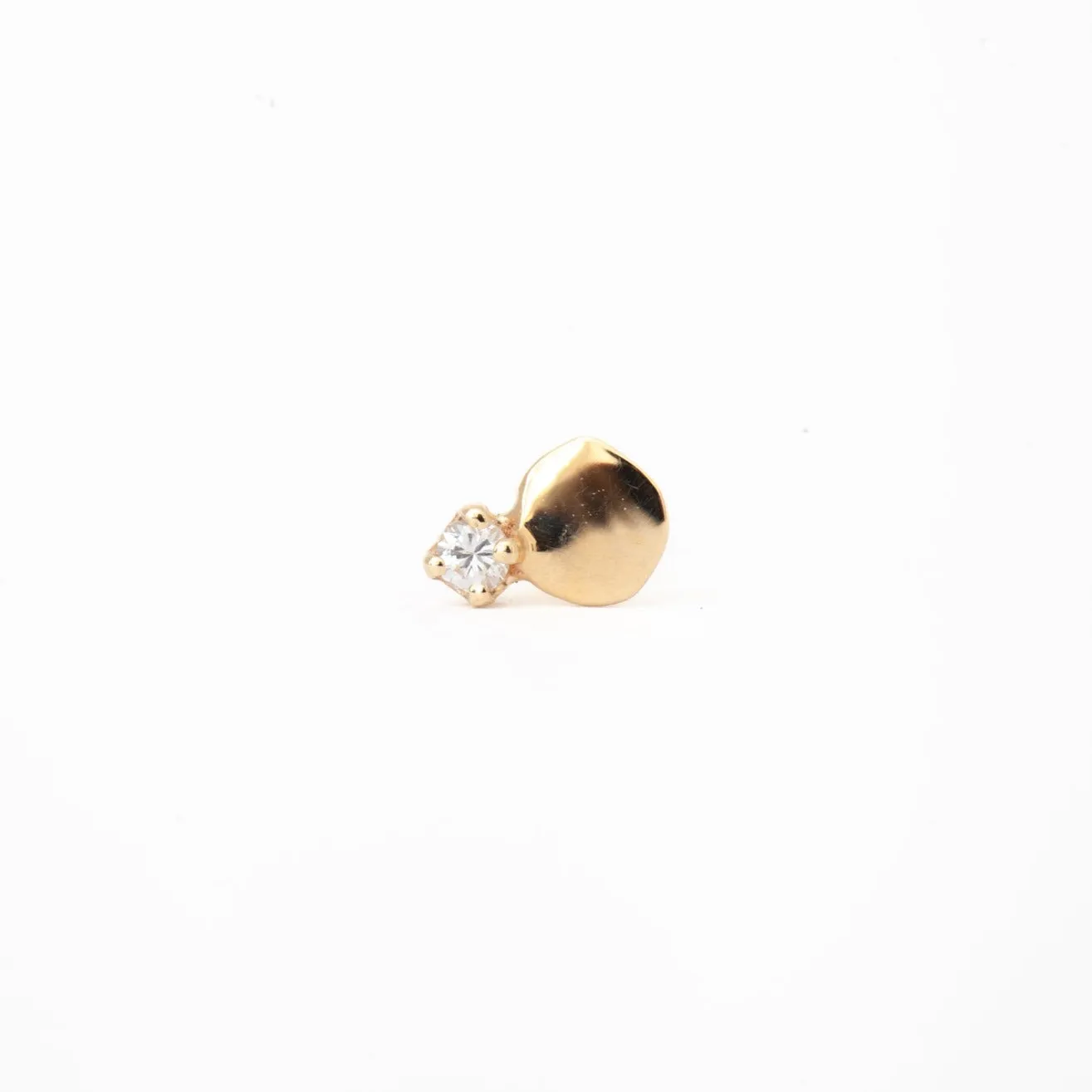 Single Small Disc Stud with Diamonds w/ 5 mm Flat Back