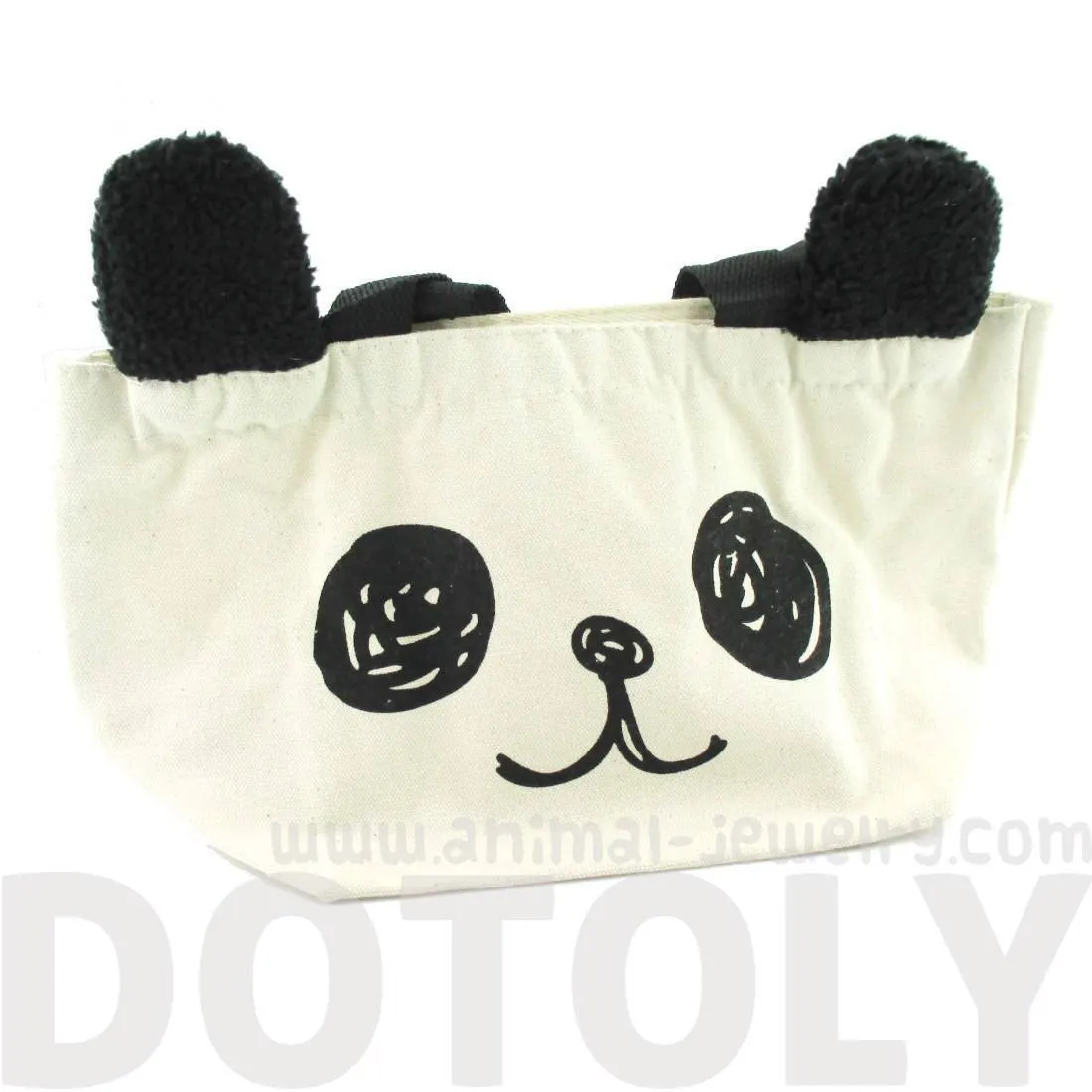 Small Panda Bear Face Shaped Fabric Lunch Tote Bag | DOTOLY