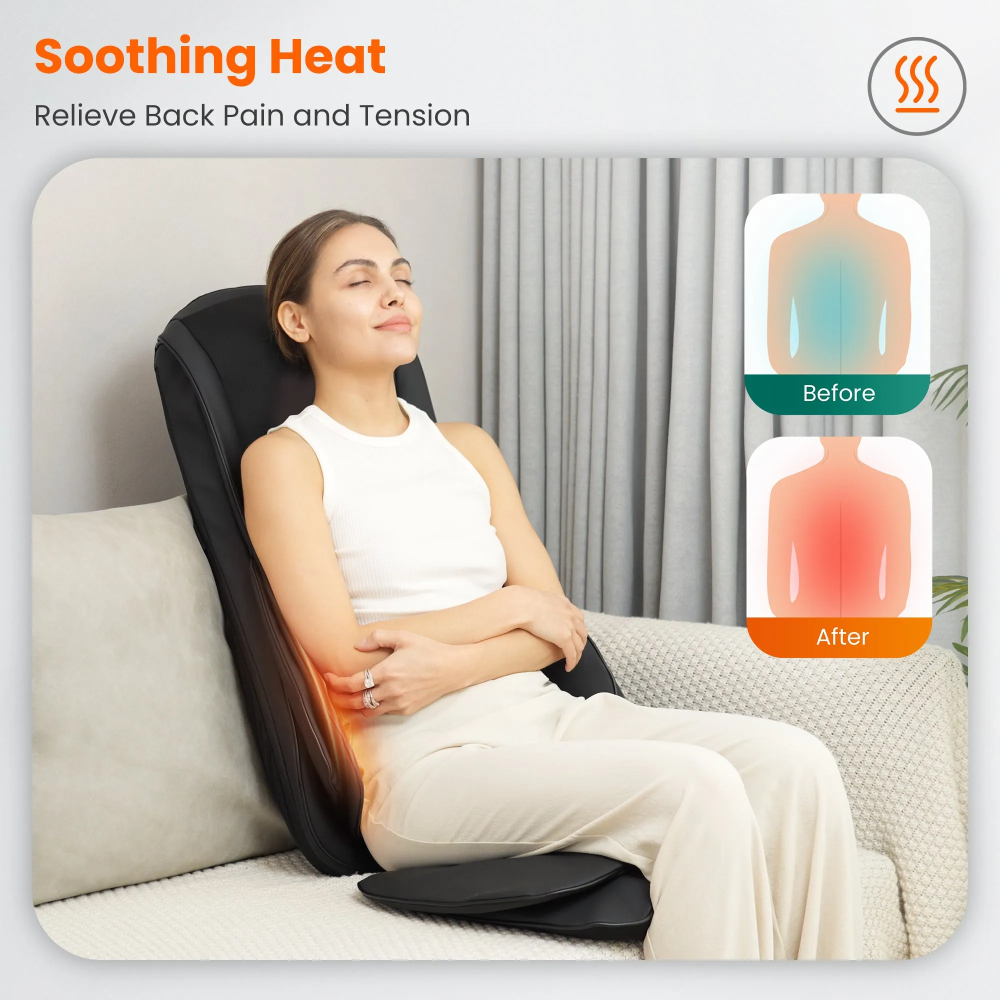 Snailax Full Body Shiatsu Neck Back Chair Pad with Compression & Heat - SL-229