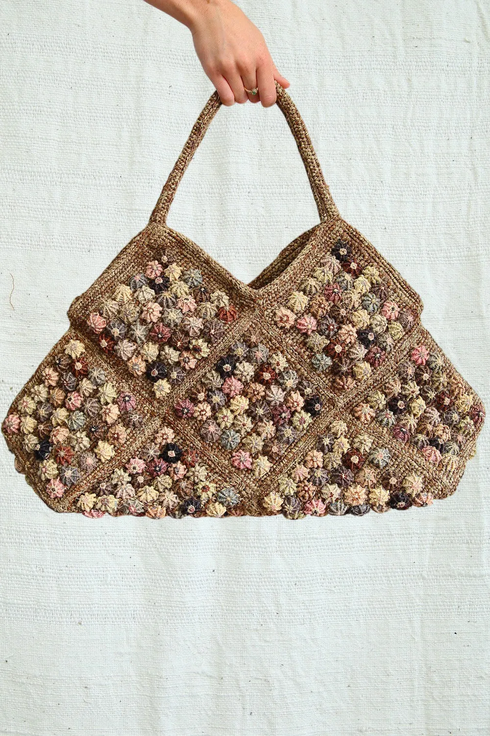 SOPHIE DIGARD CROCHET WALNUT FOSSILES RAFFIABAG