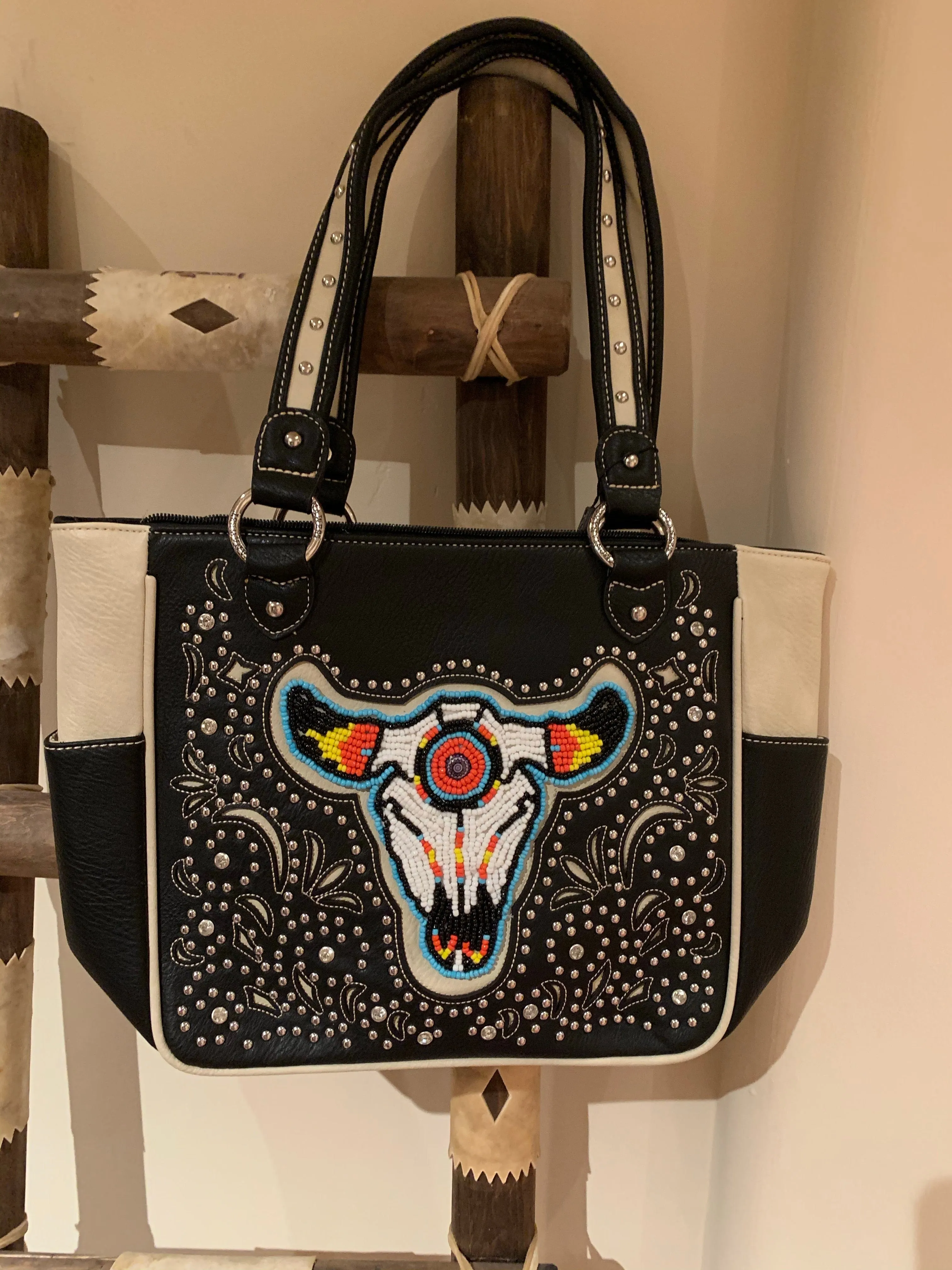 Southwest BEADED STEER HANDBAG