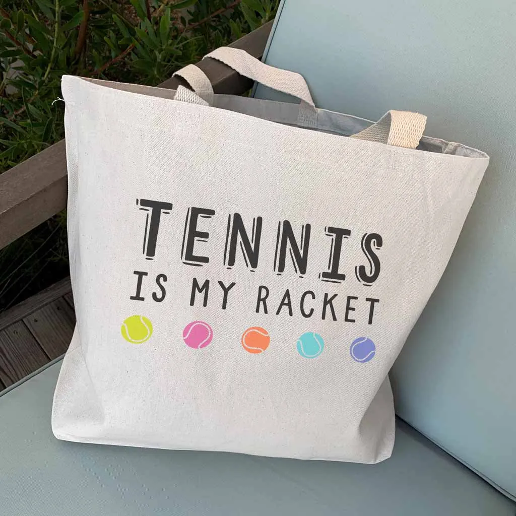 Tennis is My Racket Large Canvas Tote Bag