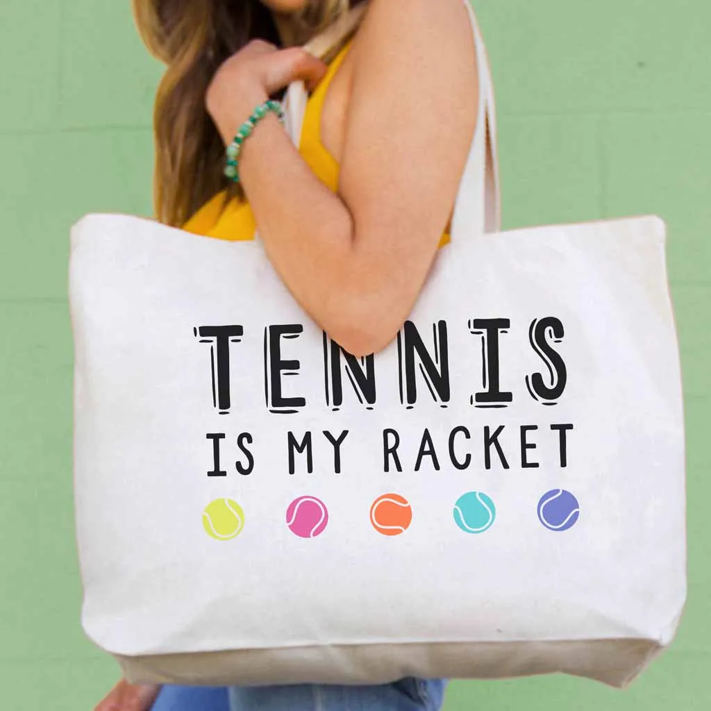 Tennis is My Racket Large Canvas Tote Bag