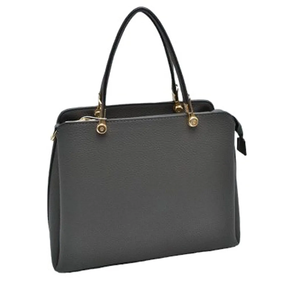 Textured Faux Leather Top Handle Tote Bag