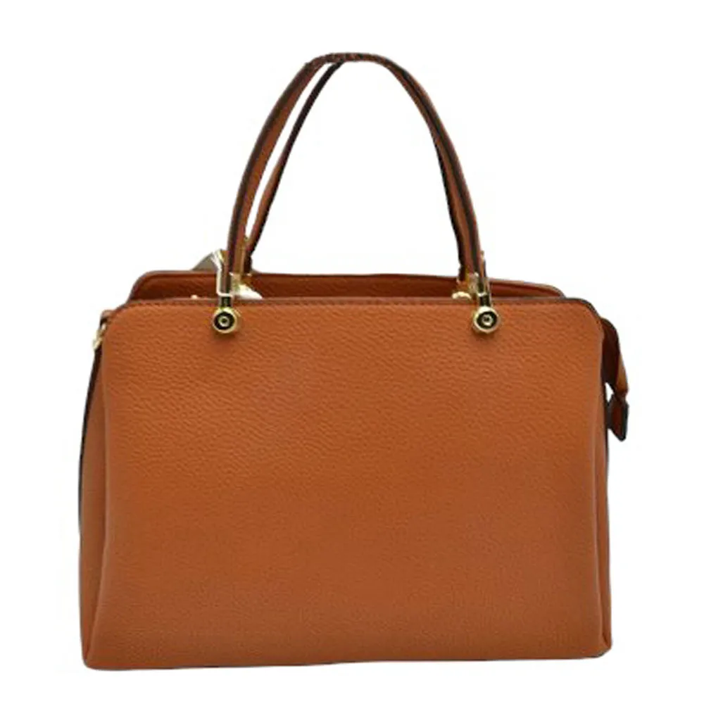 Textured Faux Leather Top Handle Tote Bag