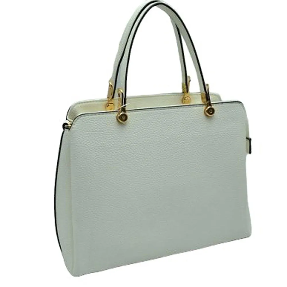 Textured Faux Leather Top Handle Tote Bag