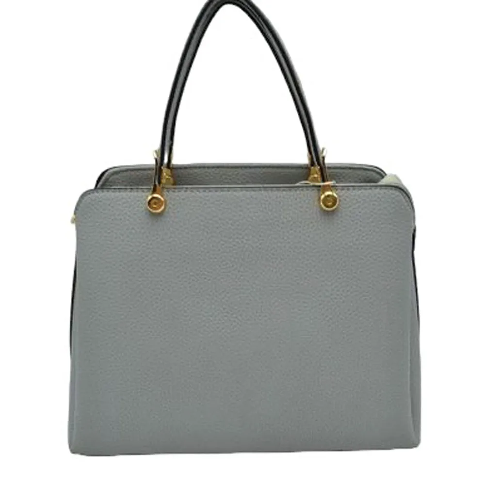 Textured Faux Leather Top Handle Tote Bag