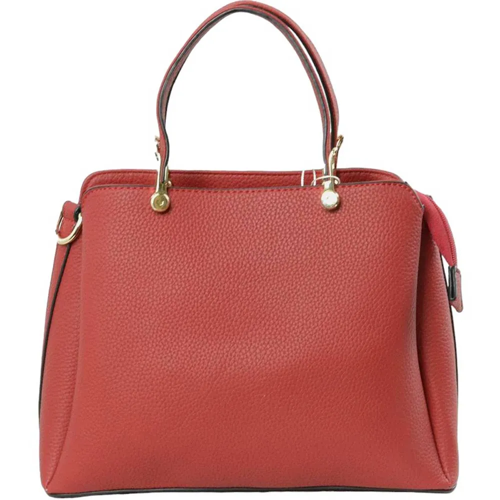 Textured Faux Leather Top Handle Tote Bag