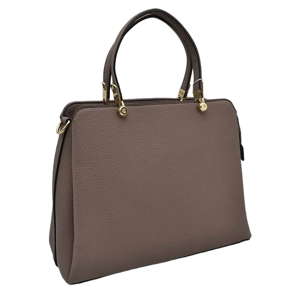 Textured Faux Leather Top Handle Tote Bag