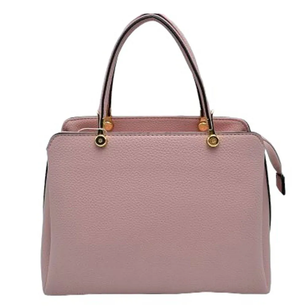 Textured Faux Leather Top Handle Tote Bag