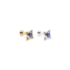 Tiny 14K Gold Sapphire Beaded Stud