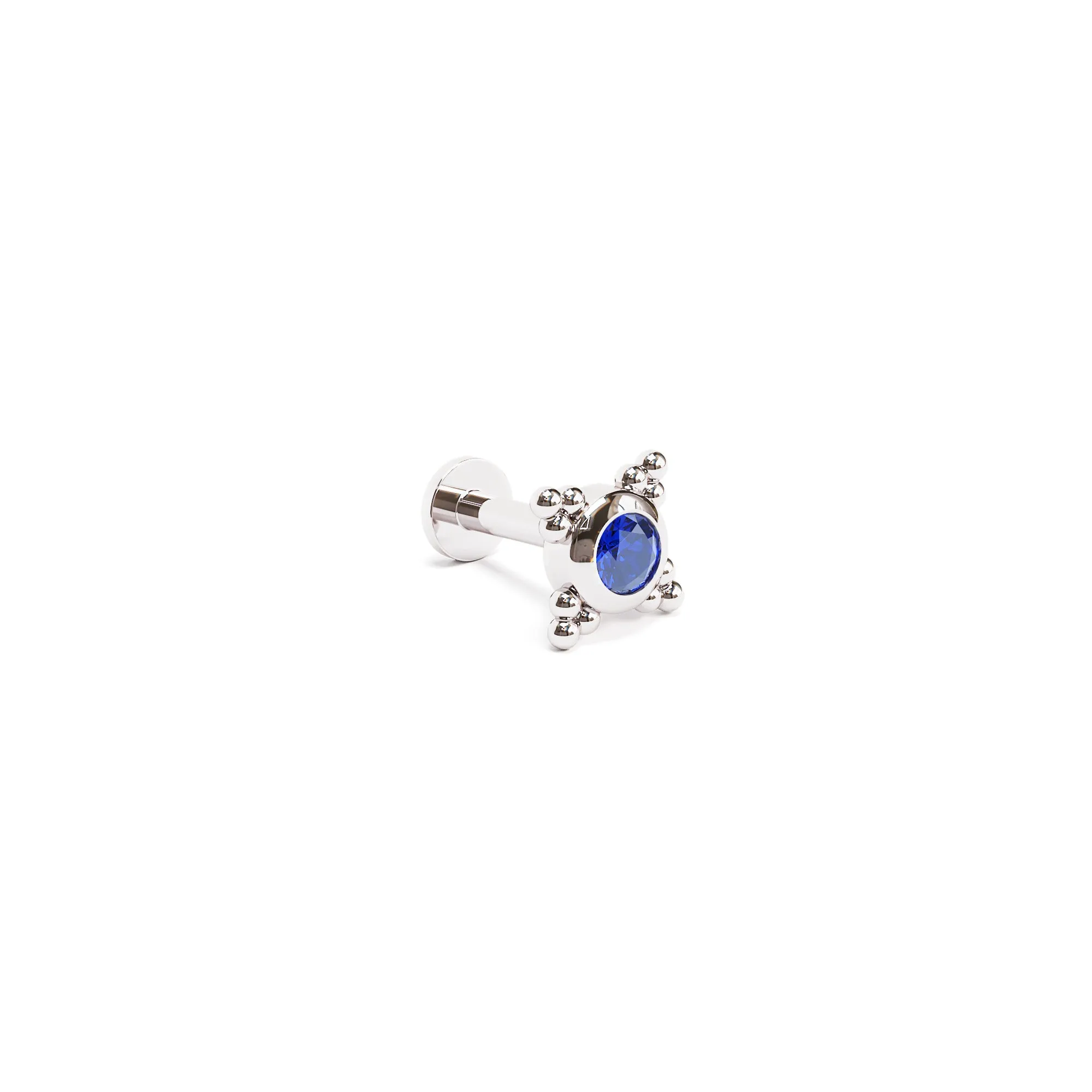 Tiny 14K Gold Sapphire Beaded Stud