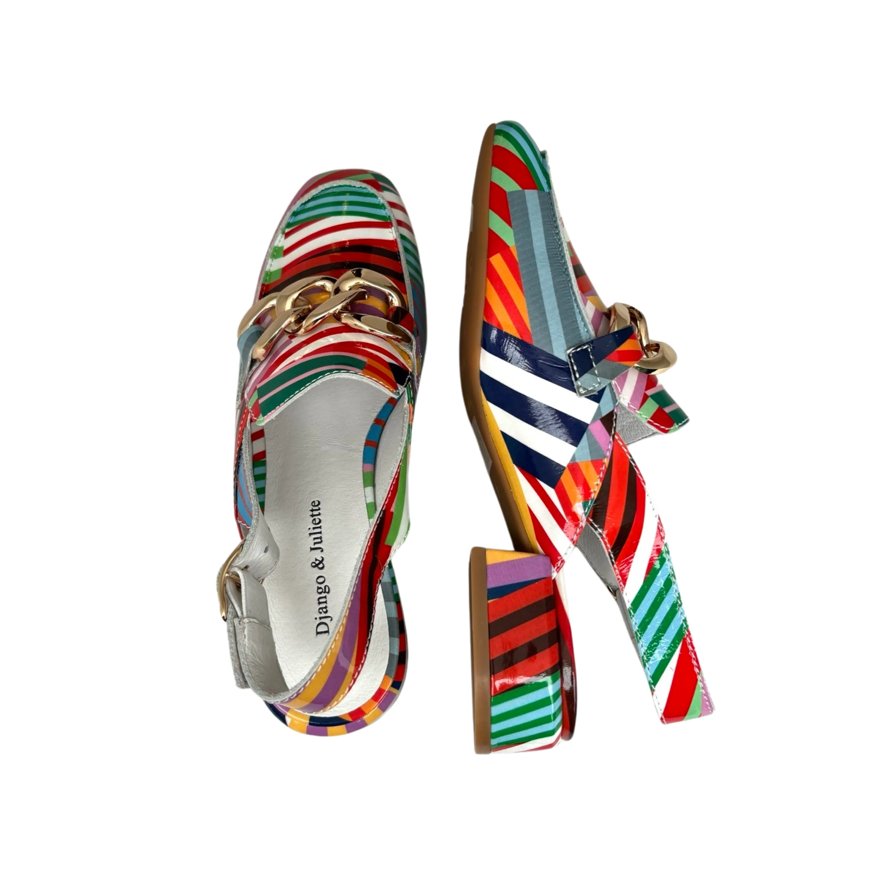 Vabor Stripe Multi Patent Sling Back