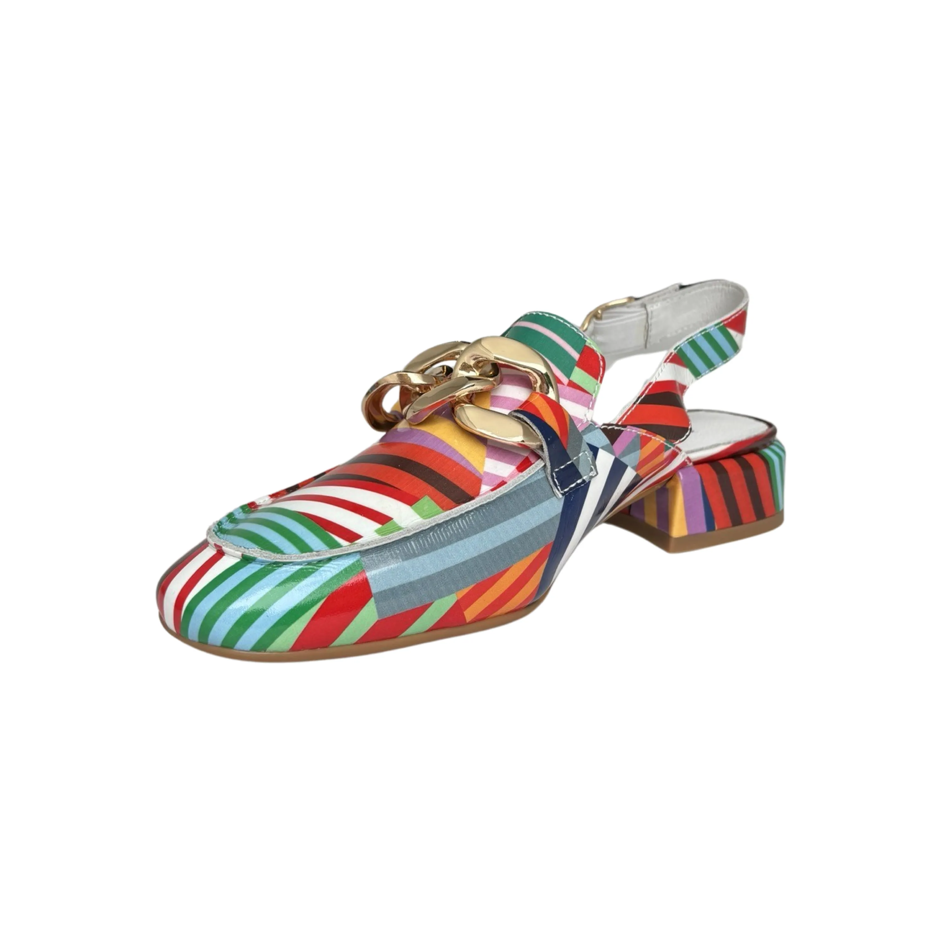 Vabor Stripe Multi Patent Sling Back