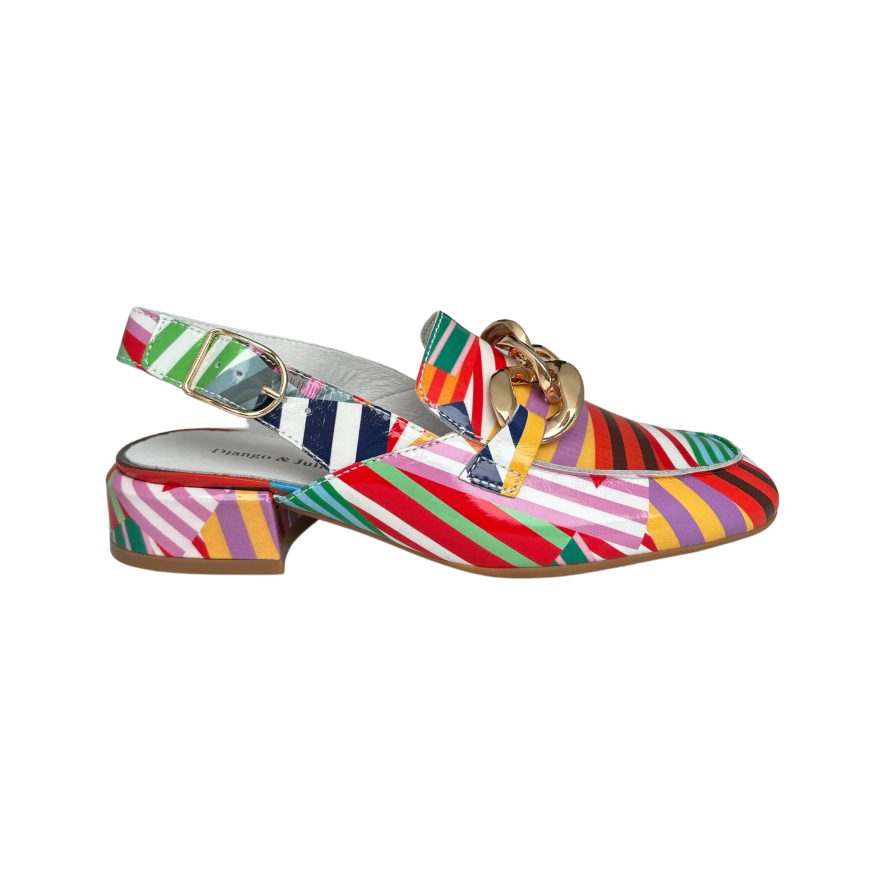 Vabor Stripe Multi Patent Sling Back