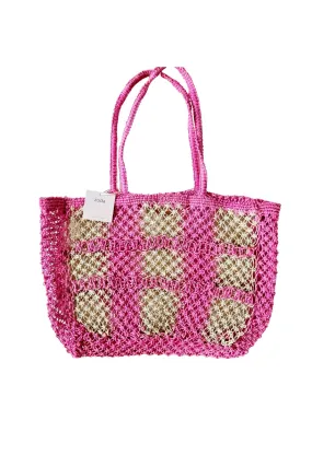 ZODA JUTE TOTE BAG PINK CHECK